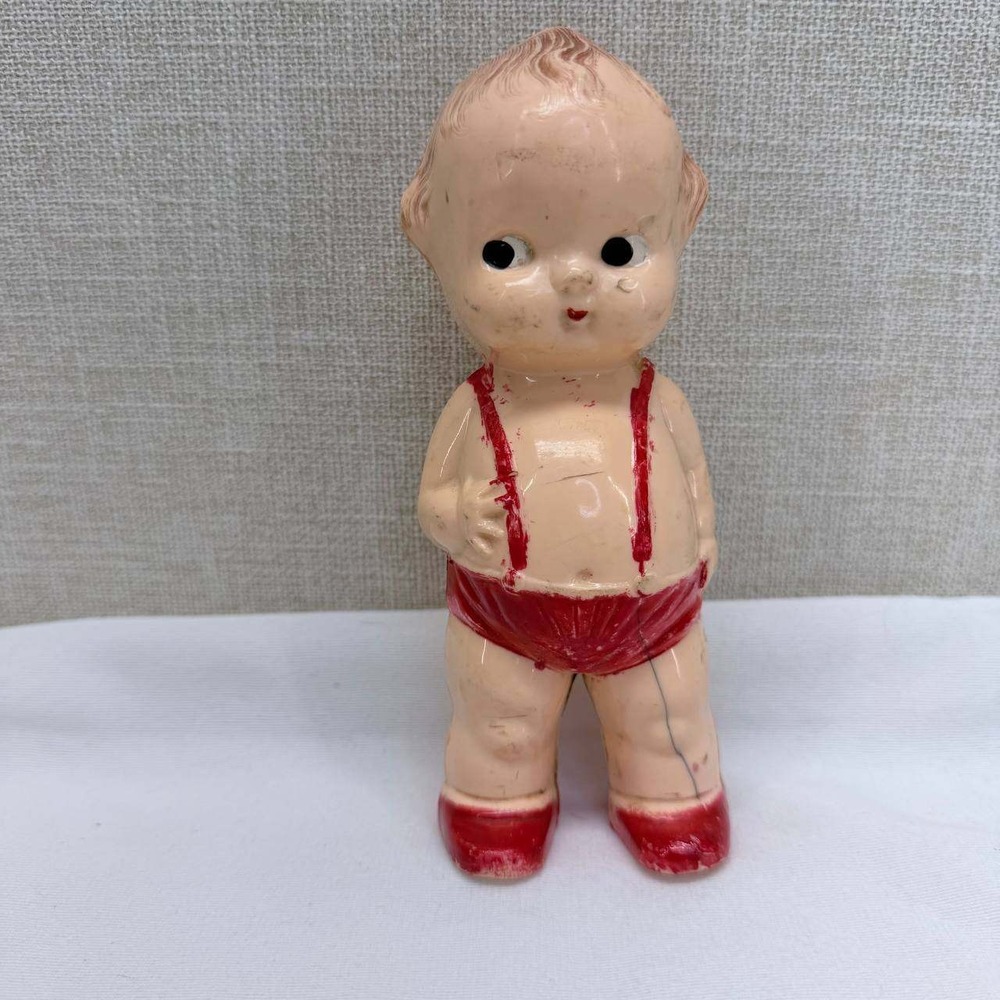 Vintage Ideal Hard Plastic Kewpie Doll 6 Inch Red Sunsuit Mid Century Toy Fair